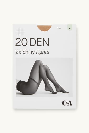 Dames - Set van 2 - panty - LYCRA® - 20 DEN - beige