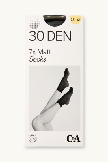 Dames - Set van 7 paar - pantysokjes - 30 DEN - zwart