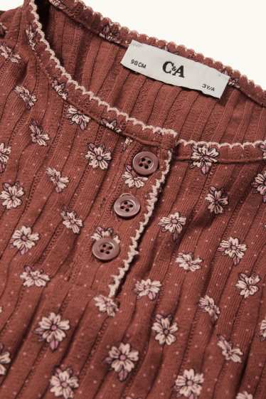 Nena - Samarreta de màniga llarga - de canalé - de flors - marró