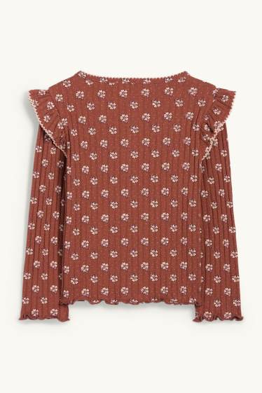 Nena - Samarreta de màniga llarga - de canalé - de flors - marró