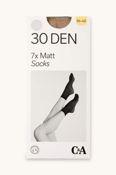 Damen - Multipack 7er - Feinsöckchen - 30 DEN - puder