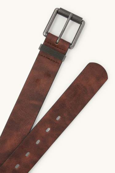 Hommes - Ceinture - matière synthétique - marron foncé