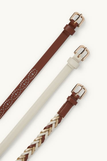 Dona - Paquet de 3 - cinturó - pell sintètica - marró