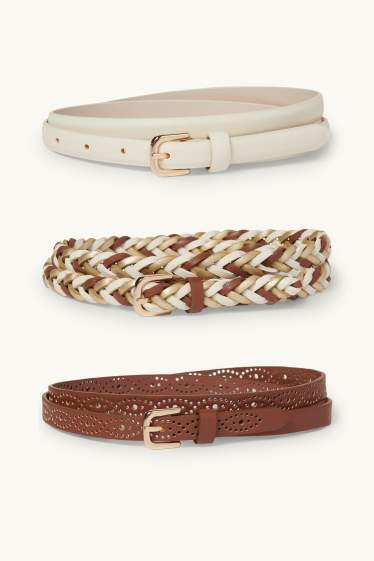 Dona - Paquet de 3 - cinturó - pell sintètica - marró