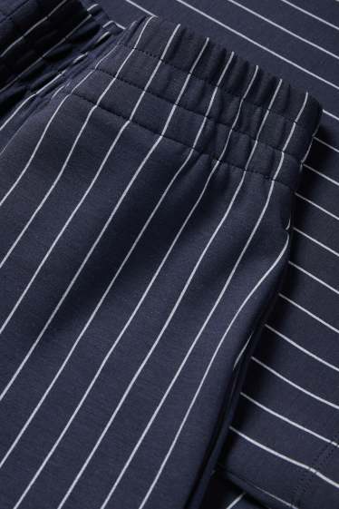 Donna - Pantaloni di jersey - vita media - straight fit- a righe - blu scuro