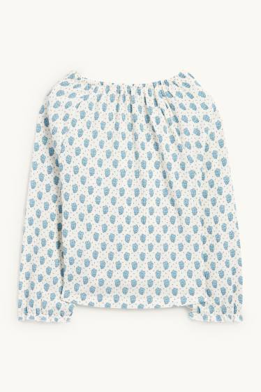 Children Girls - Blouse - floral - textured - cremewhite