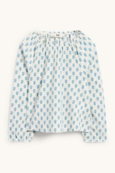 Children Girls - Blouse - floral - textured - cremewhite