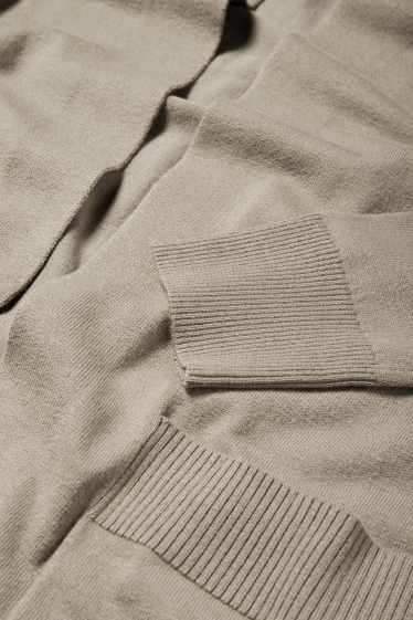 Damen - Lange Strickjacke - khaki
