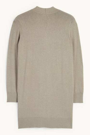 Damen - Lange Strickjacke - khaki