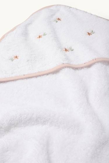 Bébés filles - Petites fleurs - serviette à capuche pour bébé - blanc