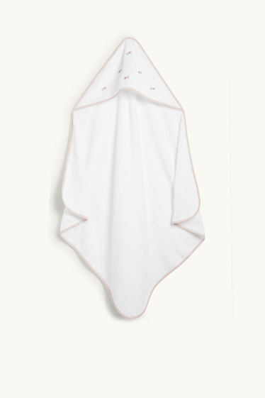 Bébés filles - Petites fleurs - serviette à capuche pour bébé - blanc