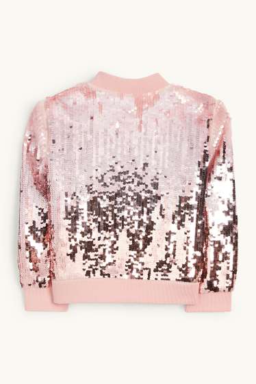 Děti - dívky - Pajetkový blouson - tmavě růžová