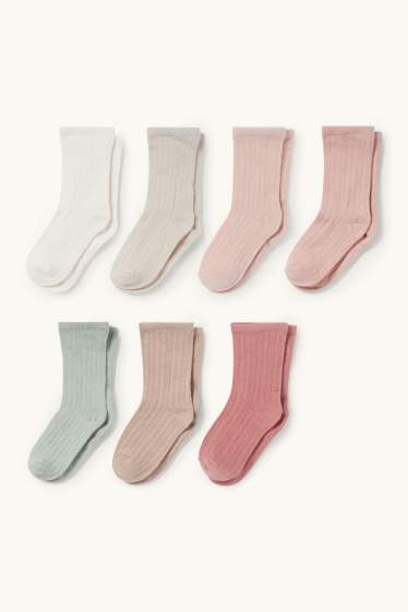 Bébés filles - Lot de 7 paires - chaussettes bébé - rose