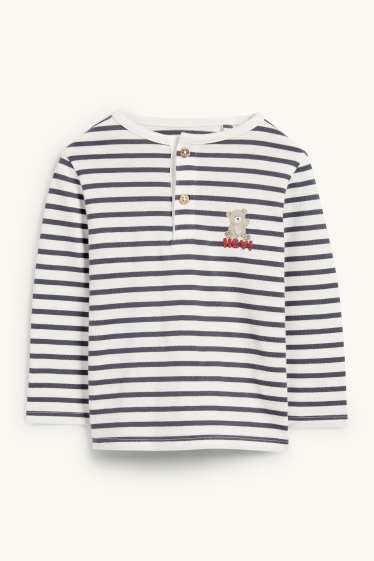 Bebeluși - băieți - Ursuleți - tricou cu mânecă lungă bebeluși - cu dungi - alb