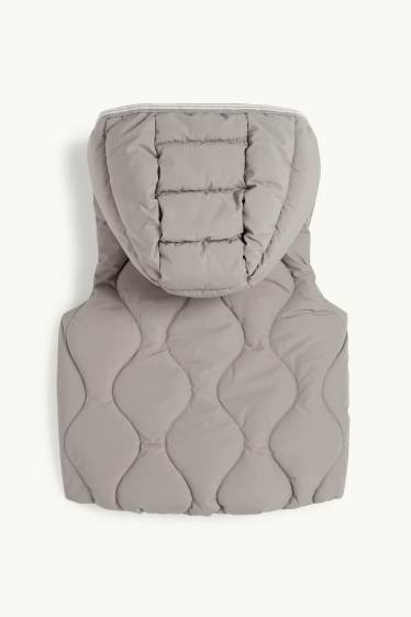 Baby Boys - Baby quilted gilet with hood - water-repellent - gray