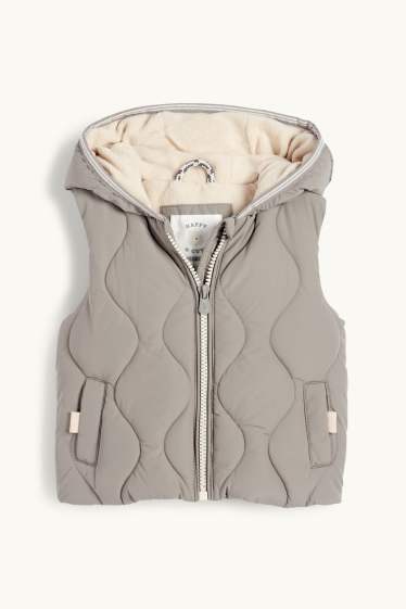 Baby Boys - Baby quilted gilet with hood - water-repellent - gray