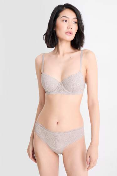 Damen - BH mit Bügel - DEMI - wattiert - taupe