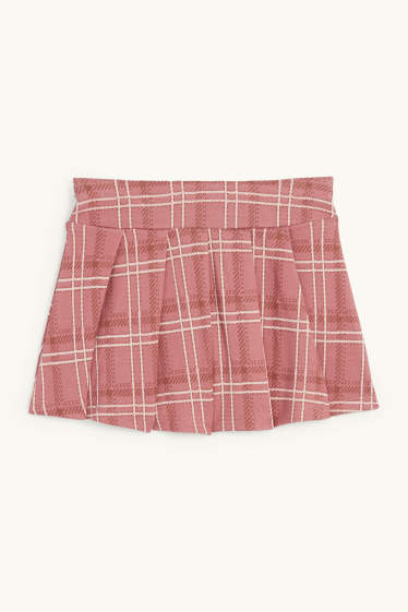 Kinder Mädchen - Rock - kariert - dunkelrosa
