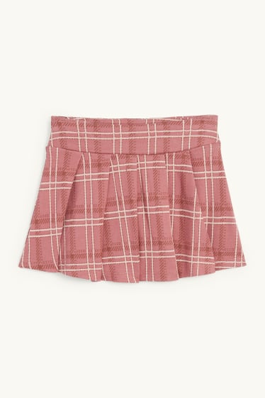 Kinder Mädchen - Rock - kariert - dunkelrosa