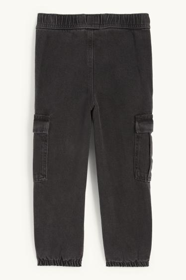 Children Boys - Thermal cargo jeans - black