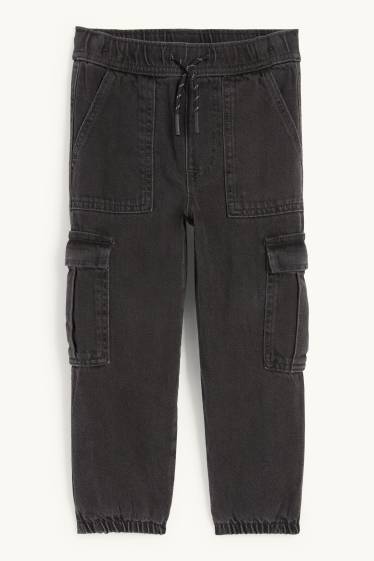 Children Boys - Thermal cargo jeans - black