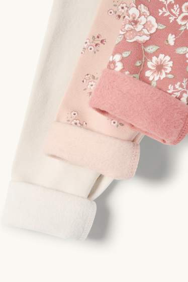 Neonate - Confezione da 3 - fiorellini - leggings termici per neonate - rosa