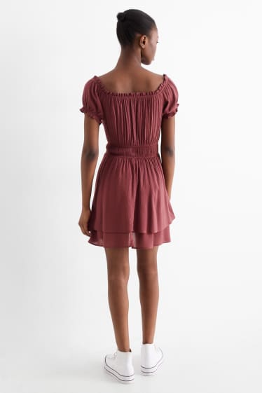 Women - Fit & flare dress - bordeaux