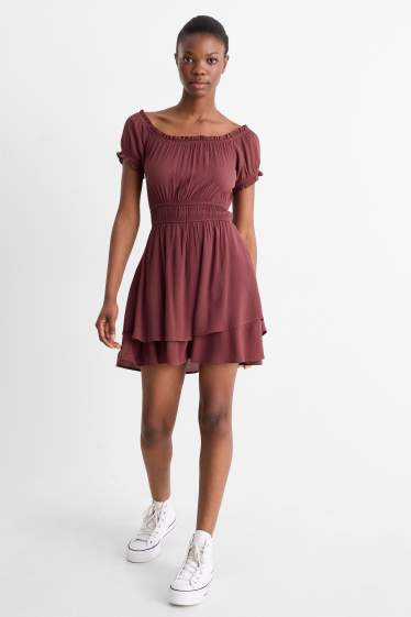 Women - Fit & flare dress - bordeaux