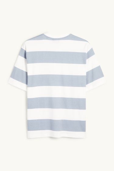 Home - Samarreta de màniga curta - relaxed fit - acanalada - blanc/blau