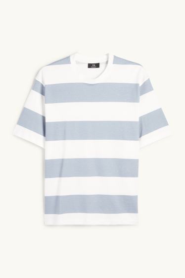 Home - Samarreta de màniga curta - relaxed fit - acanalada - blanc/blau