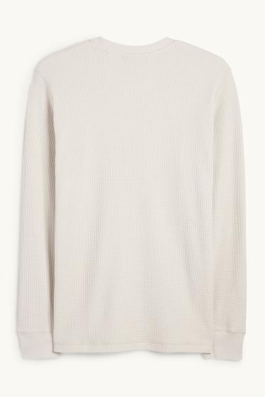 Uomo - Maglia a maniche lunghe - tramata - beige chiaro
