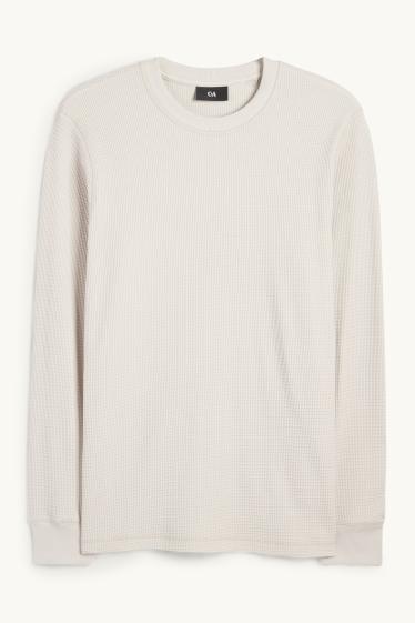 Uomo - Maglia a maniche lunghe - tramata - beige chiaro