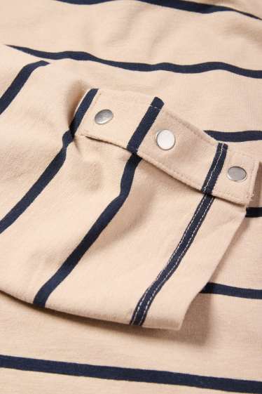 Dámské - Tričko s dlouhým rukávem - pruhované - světle béžová