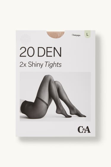 Dames - Set van 2 - panty - LYCRA® - 20 DEN - champagnekleurig