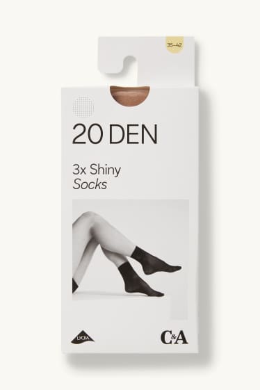 Dames - Set van 3 paar - pantysokjes - LYCRA® - 20 DEN - Crème