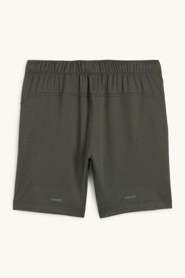 Hommes - Short de sport - texturé - vert foncé