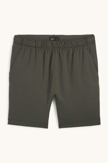 Hommes - Short de sport - texturé - vert foncé