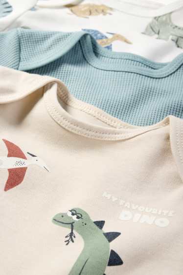 Baby: jongens - Set van 3 - dino - rompertje - lichtgrijs