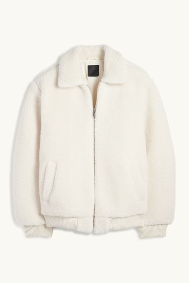 Men - Teddy fur jacket - white