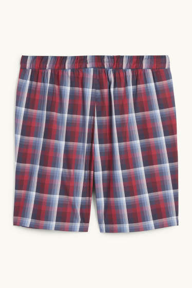 Hommes - Short de pyjama - à carreaux - rouge / bleu foncé