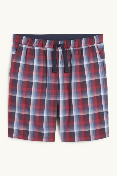 Hommes - Short de pyjama - à carreaux - rouge / bleu foncé