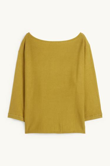 Femmes - Pull en maille fine - noir / beige