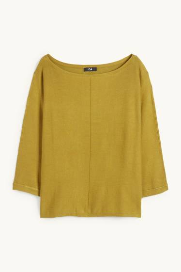 Femmes - Pull en maille fine - noir / beige