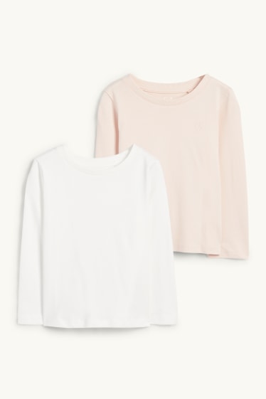 Nena - Paquet de 2 - cor - samarreta de mànigues llargues - blanc/rosa