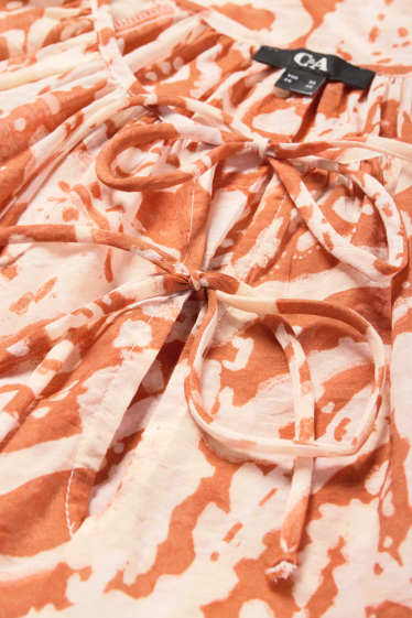 Femmes - Chemisier à encolure en V - à motif - orange foncé