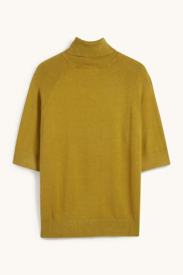 Women - Turtleneck jumper - short sleeve - green