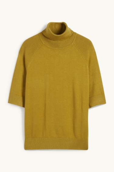 Women - Turtleneck jumper - short sleeve - green