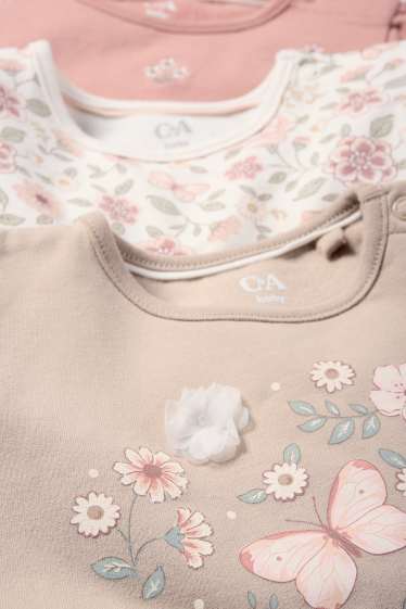 Bébés filles - Lot de 3 - petits fleurs et papillon - sweat bébé - rose foncé