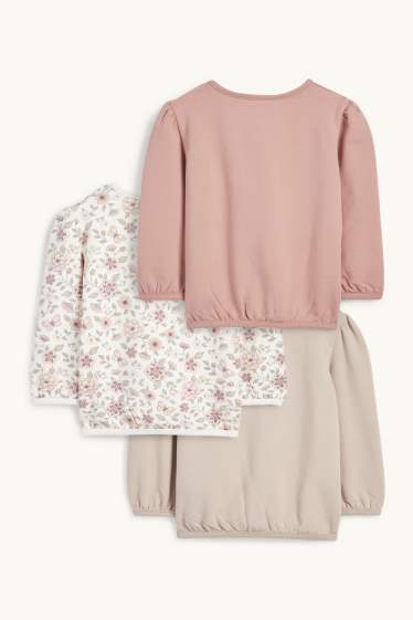 Bébés filles - Lot de 3 - petits fleurs et papillon - sweat bébé - rose foncé