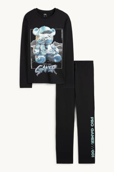 Enfants garçons - Jeux vidéo - pyjama - 2 pièces - noir